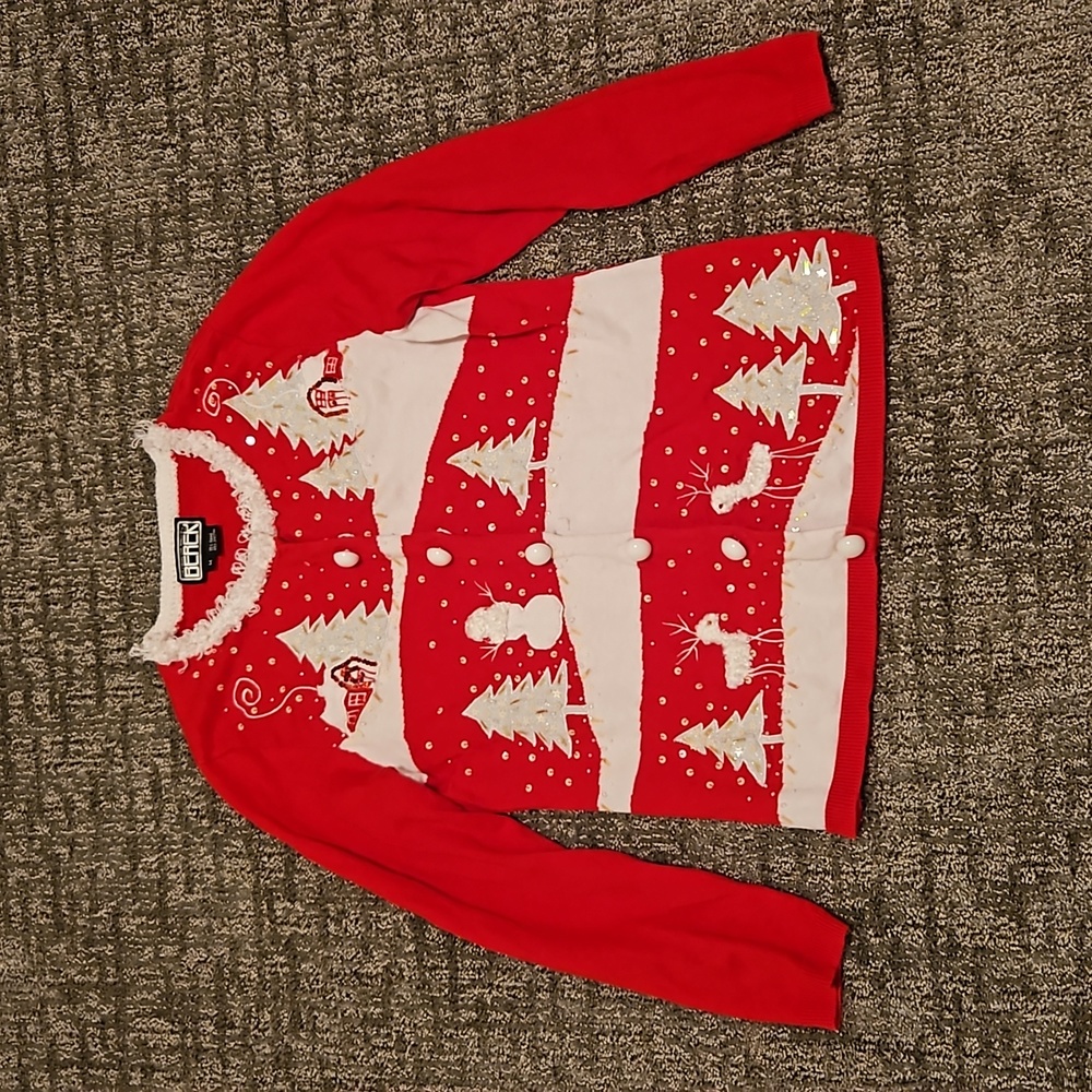 Vintage Christmas sweater cherry red